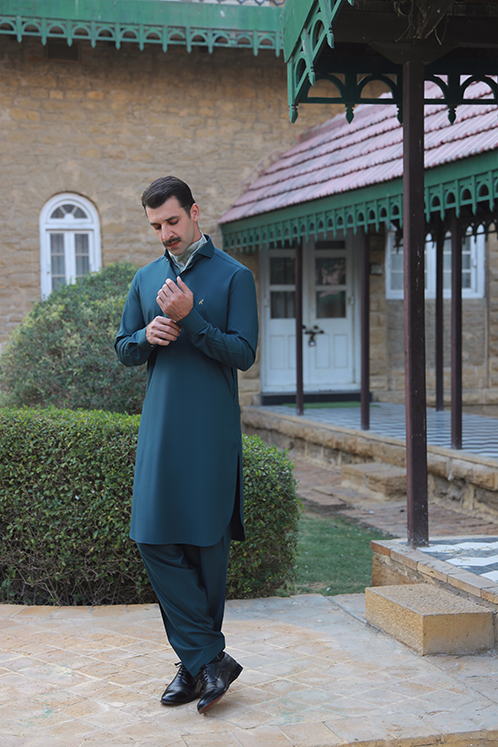 TEAL GREEN WASH N WEAR SHALWAR KAMEEZ