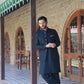 NAVY BLUE LINEN KURTA PAJAMA