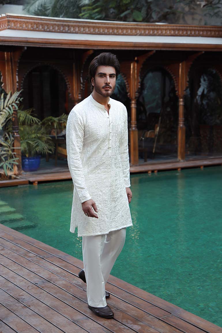 -SHAHKAAR- WHITE KURTA PAJAMA