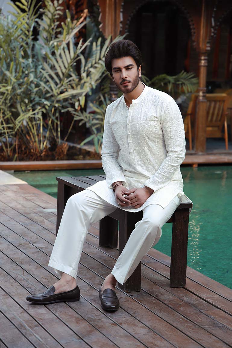 -SHAHKAAR- WHITE KURTA PAJAMA
