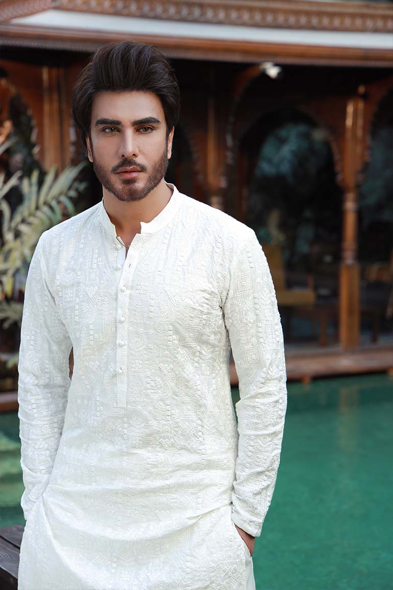 -SHAHKAAR- WHITE KURTA PAJAMA