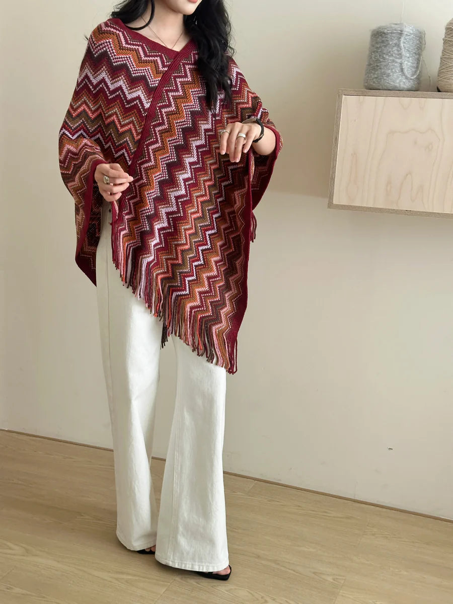 Kai Zig Zag Chevron Knitted Cape