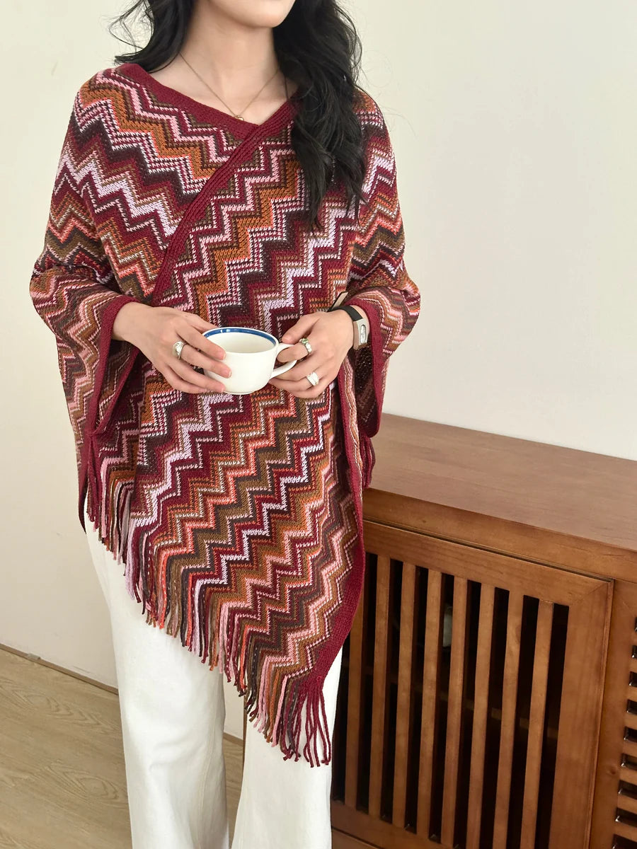Kai Zig Zag Chevron Knitted Cape