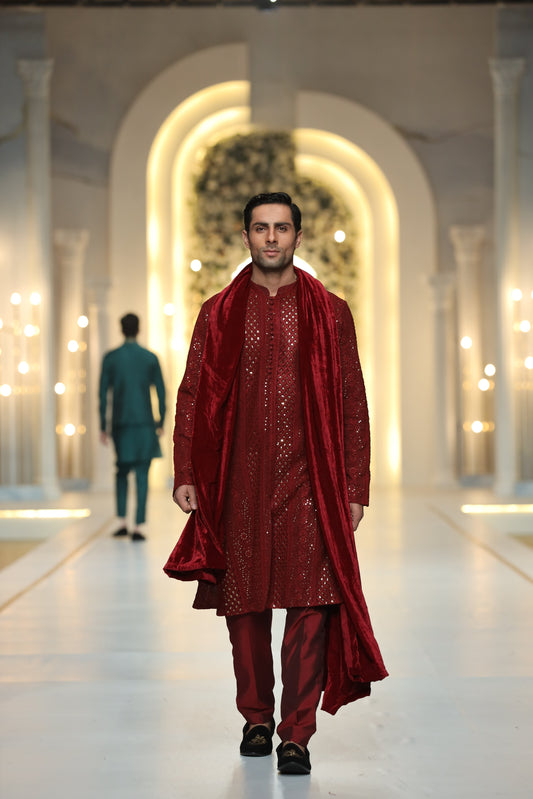 RED Sequence Kurta Pajama