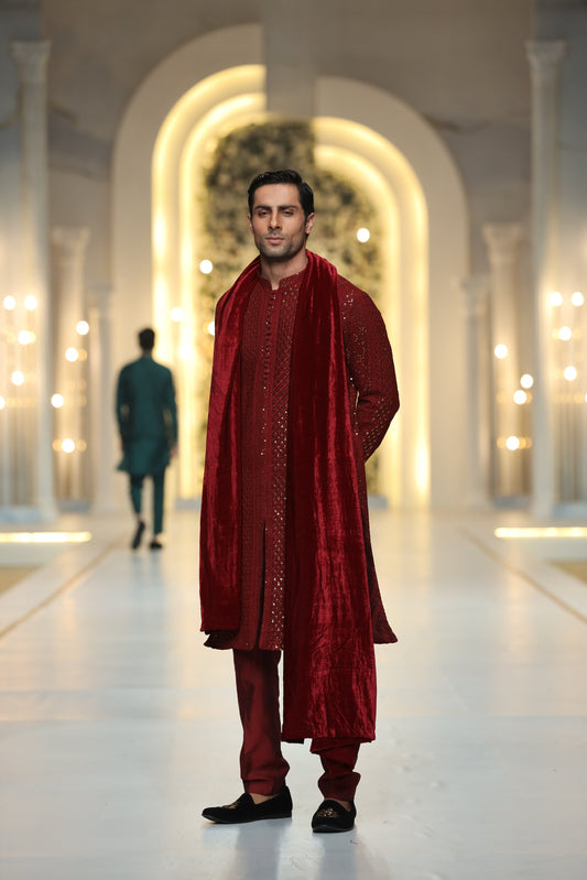 RED Sequence Kurta Pajama