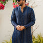 Blue Sequence Embossed Kurta Pajama