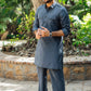 OCEAN GREY COTTON SILK KURTA PAJAMA