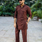 BROWN COTTON SILK KURTA PAJAMA