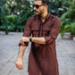 BROWN COTTON SILK KURTA PAJAMA