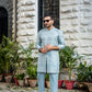 -XARTAJ- MINT BLUE KURTA PAJAMA