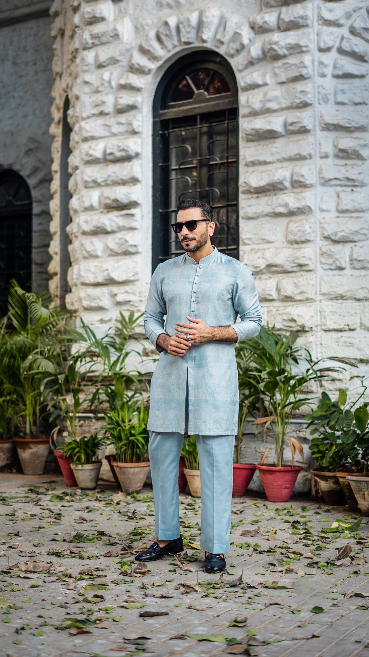 -XARTAJ- MINT BLUE KURTA PAJAMA