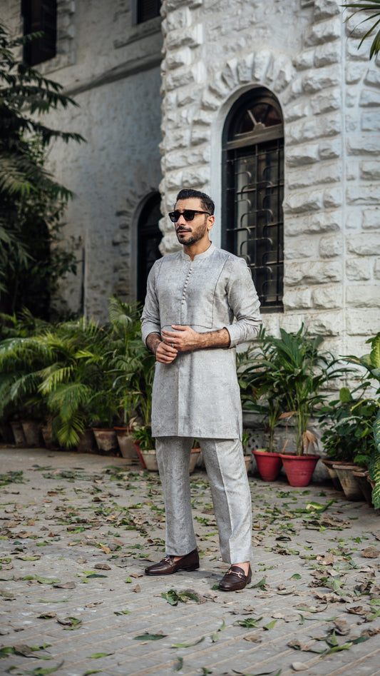 -XARTAJ- GREY KURTA PAJAMA