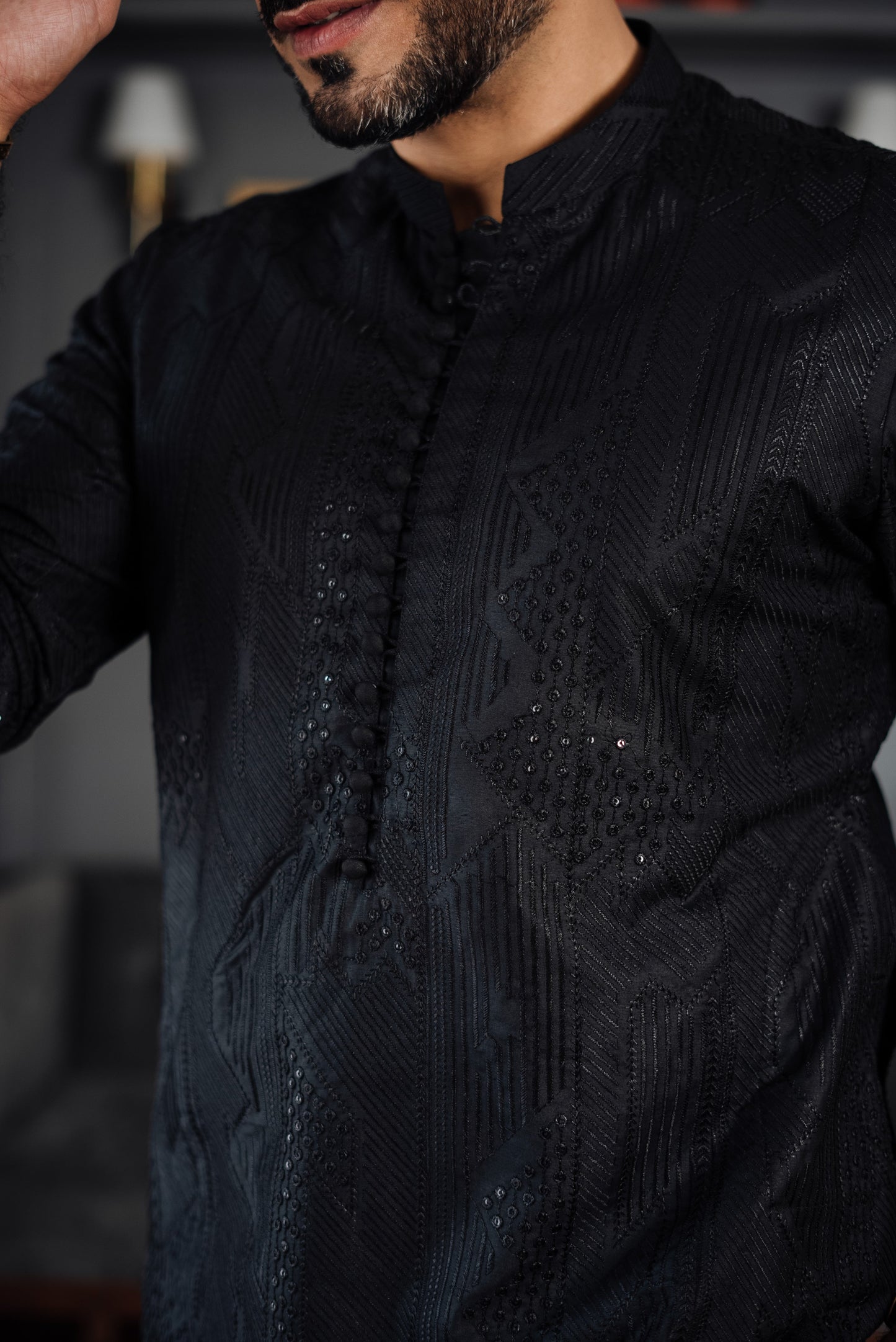 -SHAHKAAR- BLACK KURTA PAJAMA