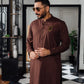 BROWN TEXTURE WASH N WEAR KURTA PAJAMA