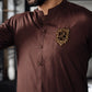 BROWN TEXTURE WASH N WEAR KURTA PAJAMA