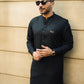 BLACK COTTON SATIN KURTA PAJAMA