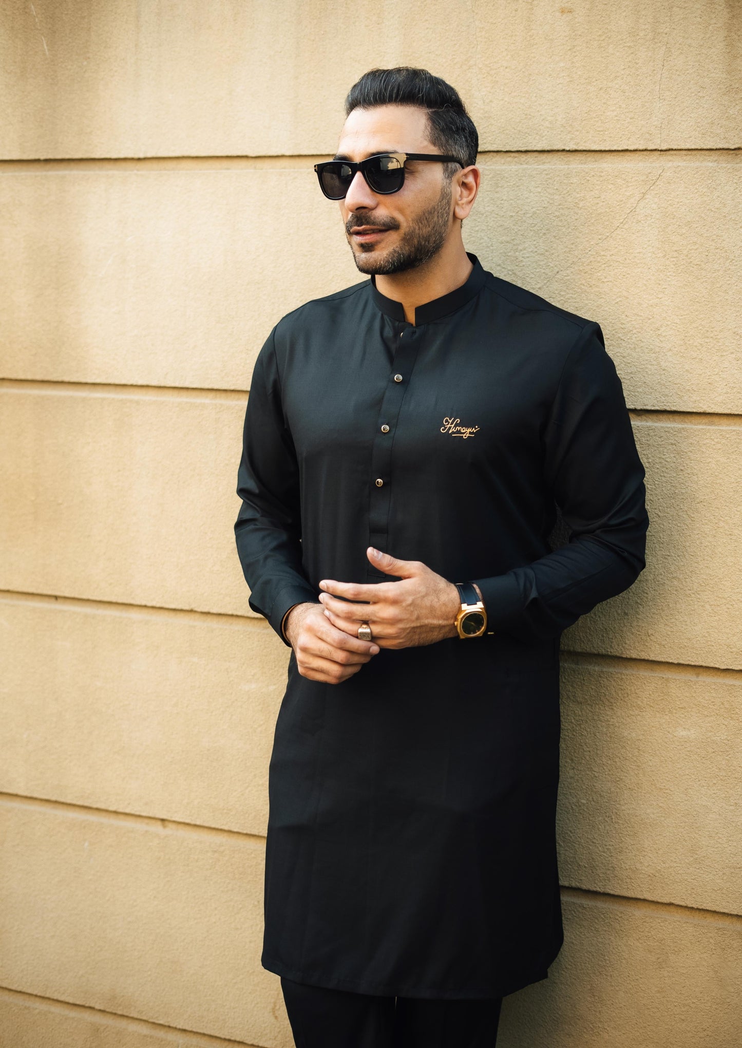 BLACK COTTON SATIN KURTA PAJAMA