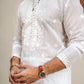 White Thread Embroidery Kurta Pajama