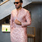 Tea Pink Embossed Mirror Work Kurta