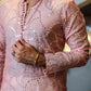 Tea Pink Embossed Mirror Work Kurta