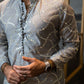 Silver Grey Embossed Mirror Work Kurta