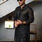 Black Embossed Mirror Work Kurta