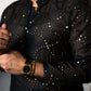 Black Embossed Mirror Work Kurta