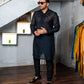 Black Embossed Sequence Work Kurta