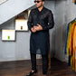 Black Embossed Sequence Work Kurta