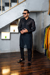 Black Embossed Sequence Work Kurta