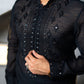 Black Embossed Sequence Work Kurta