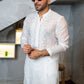White Embossed Mirror Work Kurta Pajama