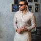 Ivory Embossed Mirror Work Kurta
