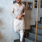 Ivory Embossed Mirror Work Kurta