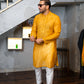 Mustard Embossed Kurta Pajama