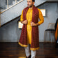 Mustard Embossed Kurta Pajama