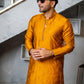 Mustard Embossed Kurta Pajama