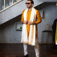 Mustard Embossed Kurta Pajama