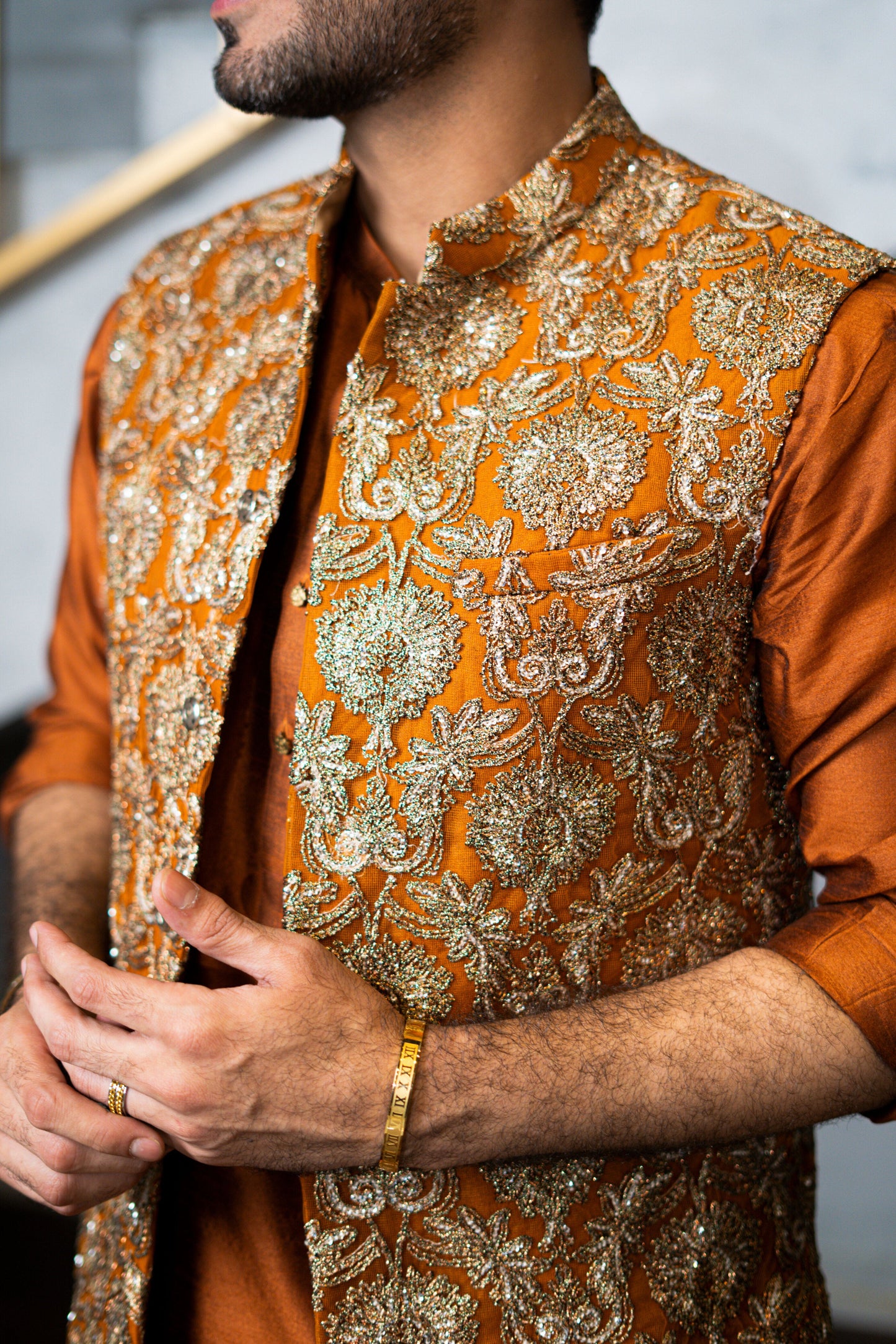 Rust Raw Silk Kurta Pajama
