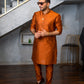 Rust Raw Silk Kurta Pajama