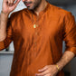 Rust Raw Silk Kurta Pajama