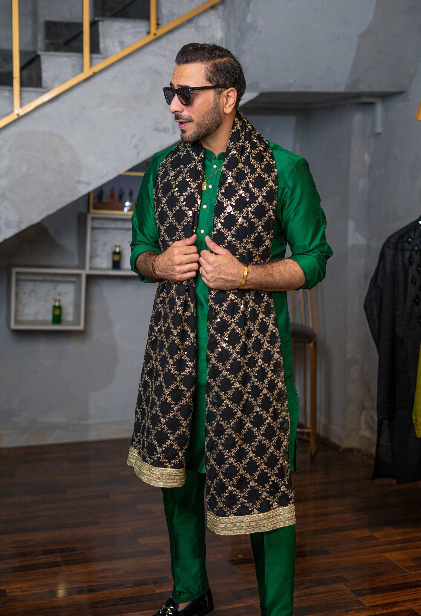 Bottle Green Silk Kurta Pajama
