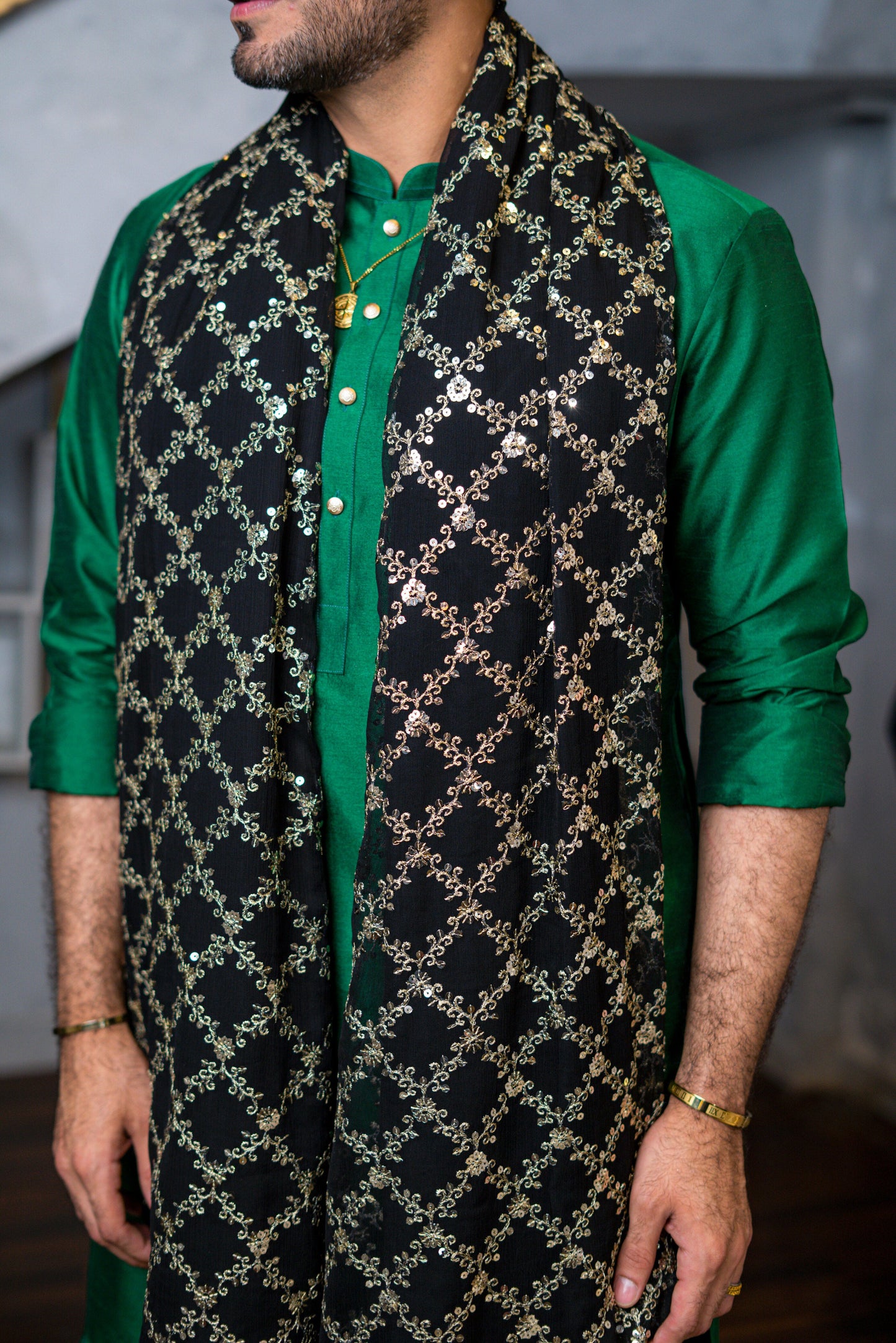 Bottle Green Silk Kurta Pajama