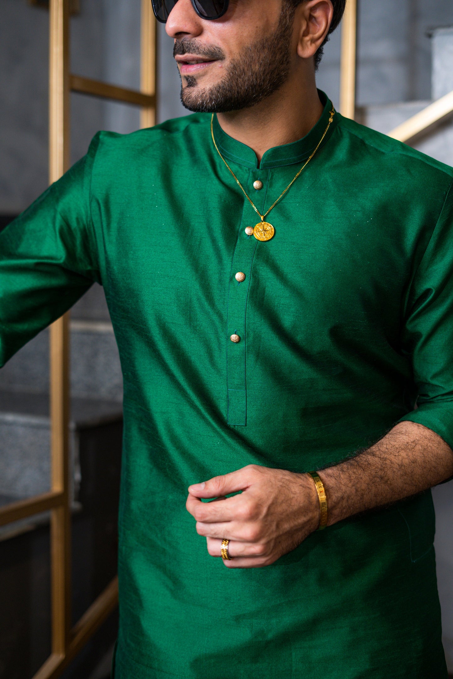 Bottle Green Silk Kurta Pajama