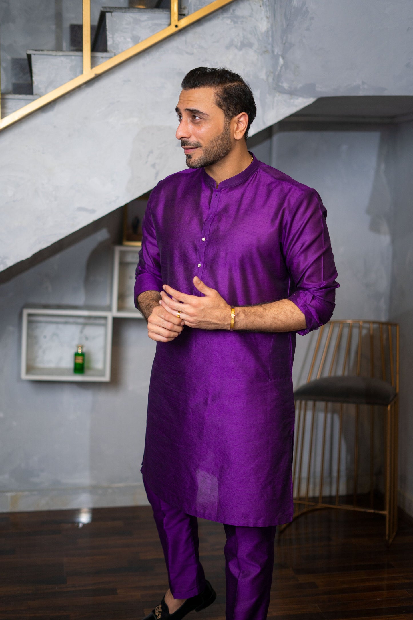 Purple Raw Silk Kurta Pajama