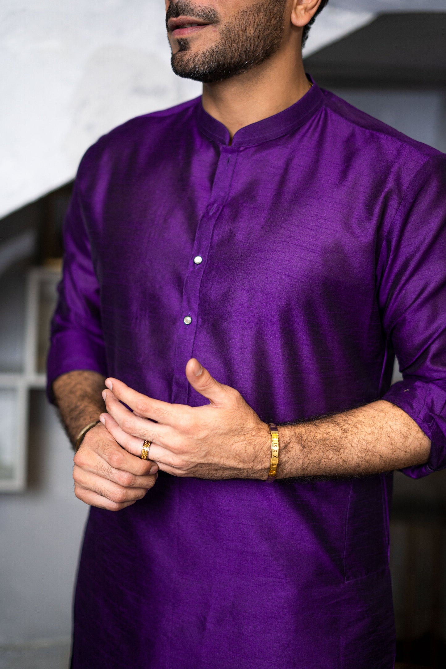 Purple Raw Silk Kurta Pajama