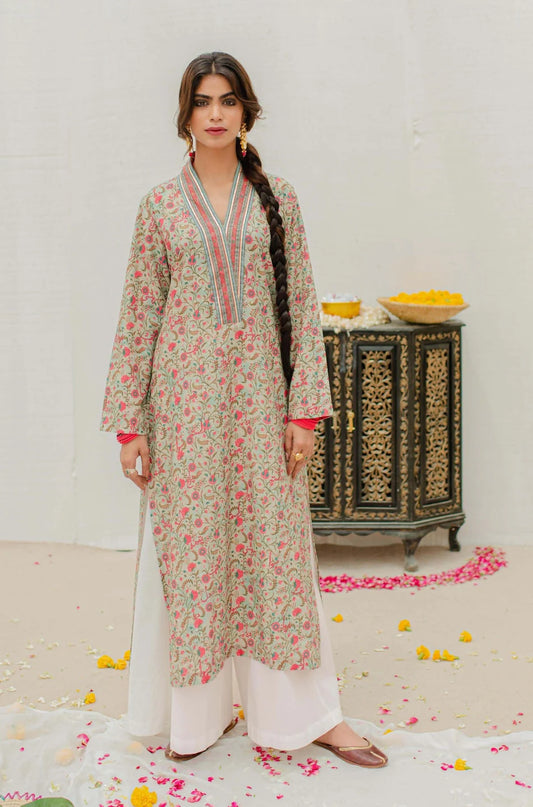 Roshni  Kurta - Mint & Pink