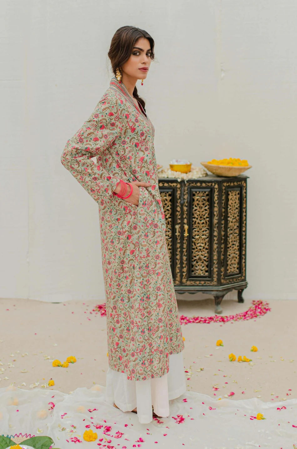 Roshni  Kurta - Mint & Pink