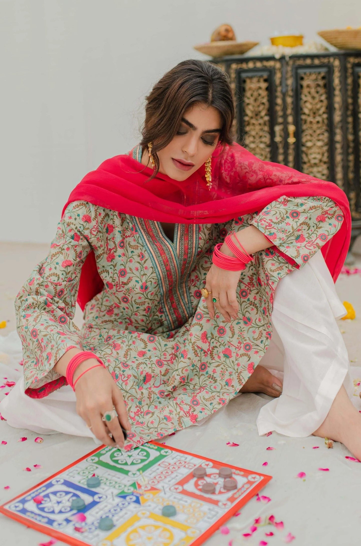 Roshni  Kurta - Mint & Pink