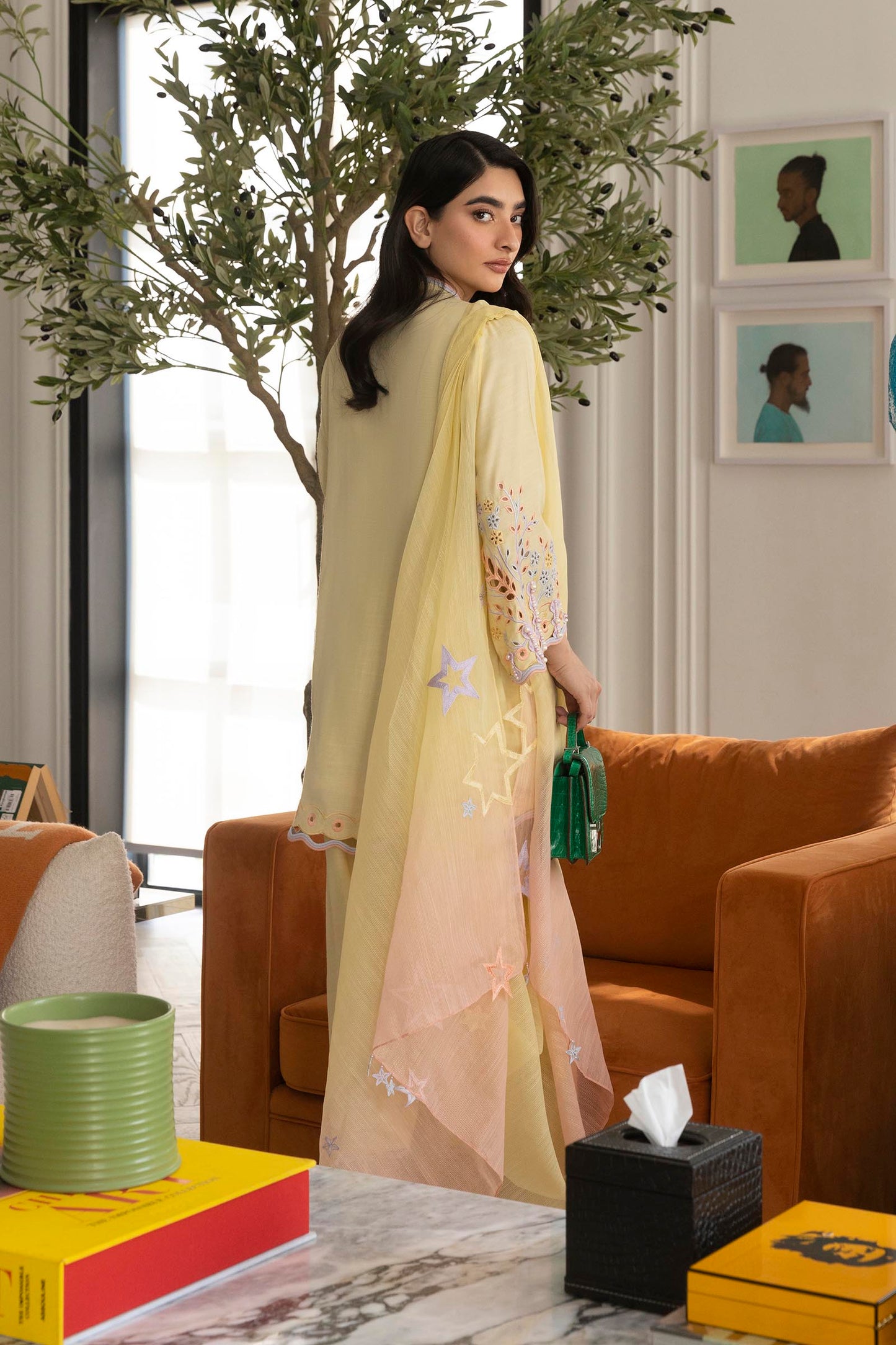 Stitched Embroidered Raw Silk Shirt + Shalwar